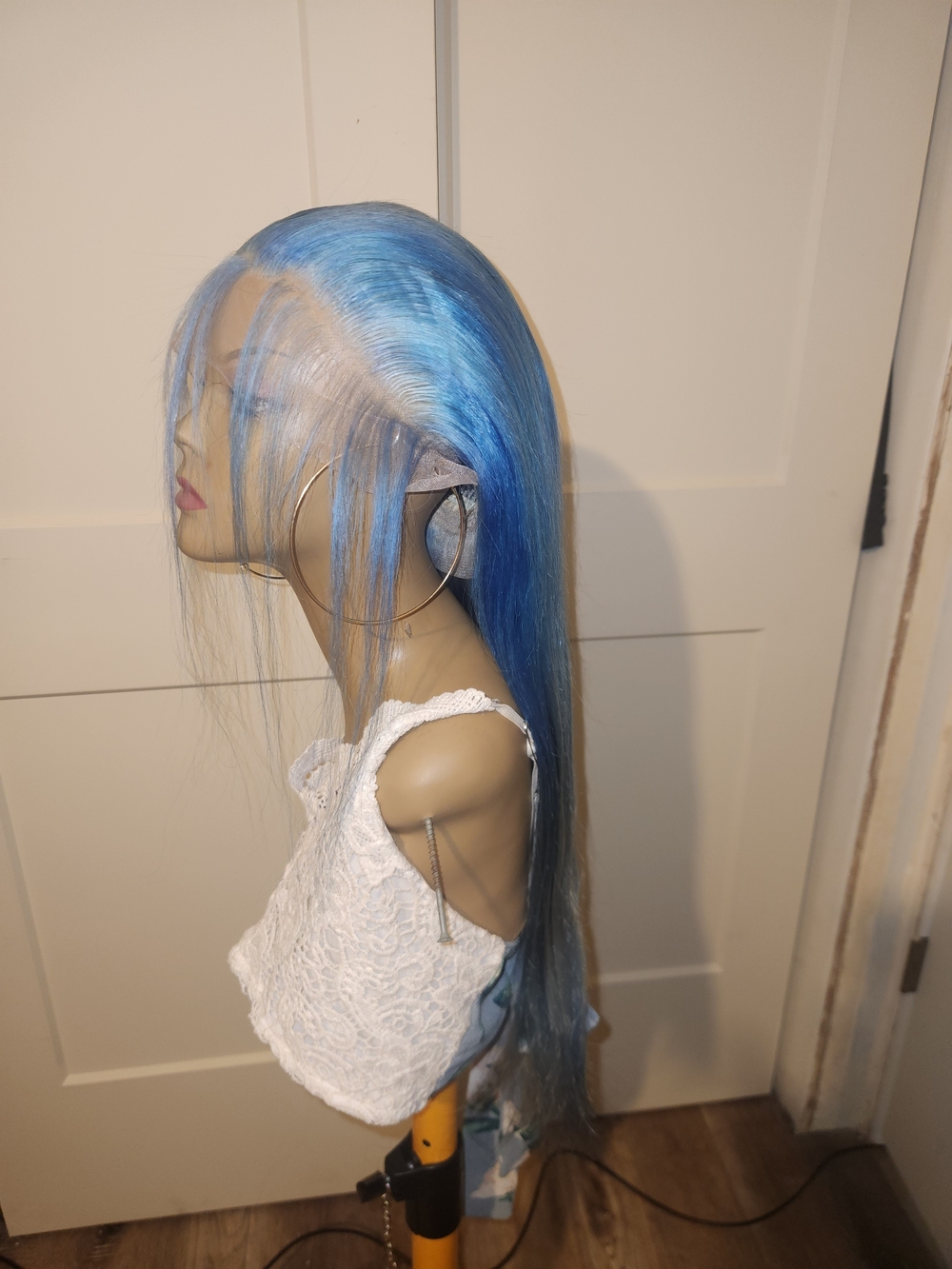 Blue Lace Front Wig - Vibrant Sky Blue Straight Hair